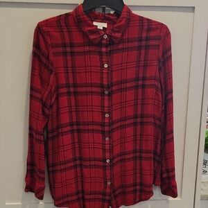 J. Jill Red and Black Plaid Shirt PL